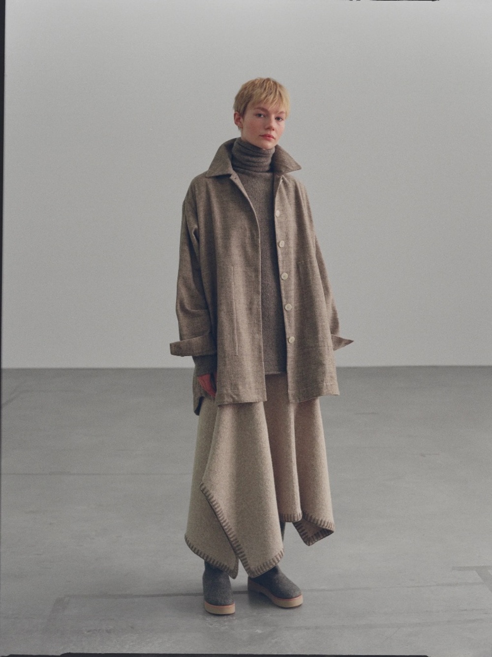 LAUREN MANOOGIAN The Blanket Dress In Rock Baby Alpaca Merino Wool Rare AW22 NWT